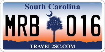 SC license plate MRB016