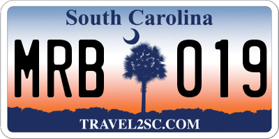 SC license plate MRB019