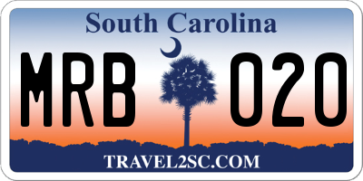 SC license plate MRB020