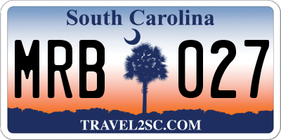 SC license plate MRB027