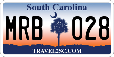 SC license plate MRB028