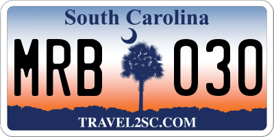 SC license plate MRB030