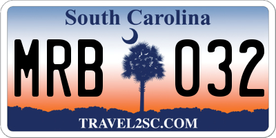 SC license plate MRB032