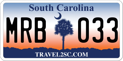 SC license plate MRB033