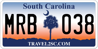 SC license plate MRB038