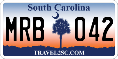 SC license plate MRB042