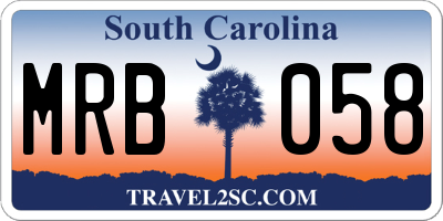 SC license plate MRB058