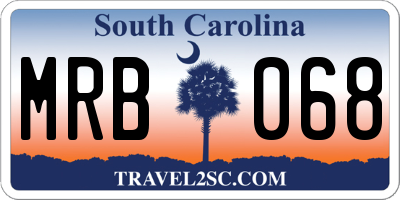SC license plate MRB068
