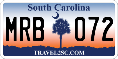 SC license plate MRB072