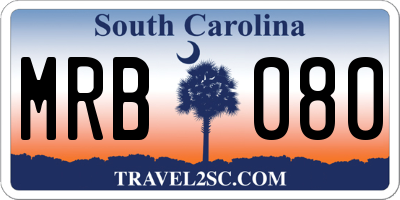 SC license plate MRB080