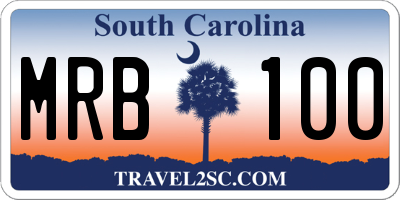SC license plate MRB100