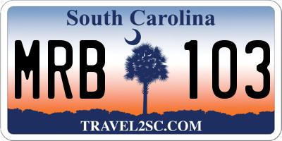 SC license plate MRB103