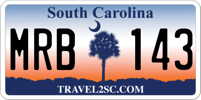 SC license plate MRB143