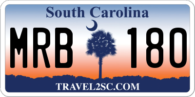 SC license plate MRB180