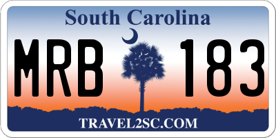 SC license plate MRB183