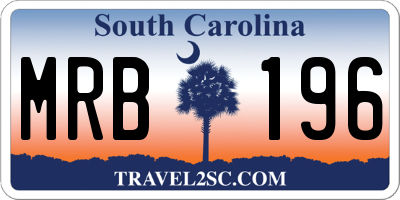 SC license plate MRB196