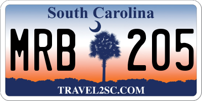 SC license plate MRB205