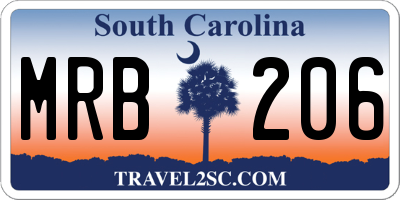 SC license plate MRB206
