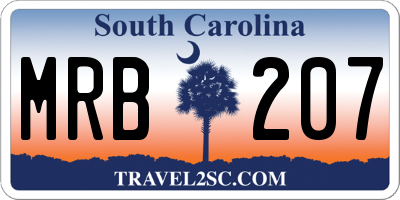 SC license plate MRB207
