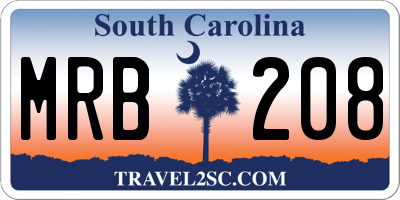 SC license plate MRB208