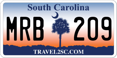 SC license plate MRB209