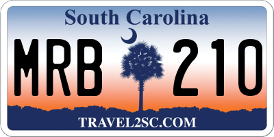 SC license plate MRB210