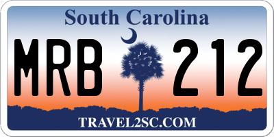SC license plate MRB212