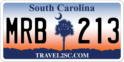 SC license plate MRB213