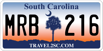 SC license plate MRB216