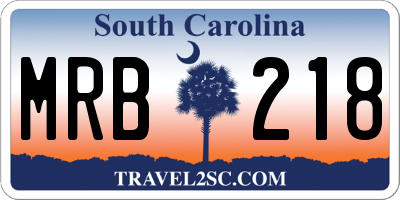 SC license plate MRB218