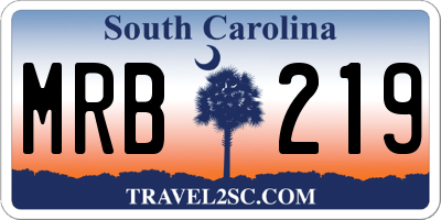 SC license plate MRB219