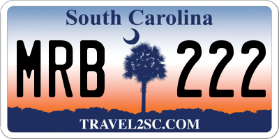 SC license plate MRB222