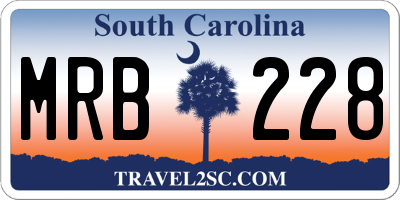 SC license plate MRB228