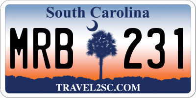 SC license plate MRB231