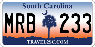 SC license plate MRB233