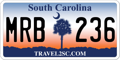 SC license plate MRB236