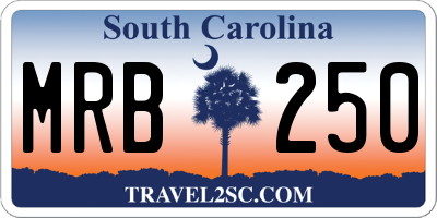 SC license plate MRB250