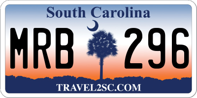 SC license plate MRB296