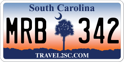 SC license plate MRB342