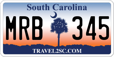 SC license plate MRB345