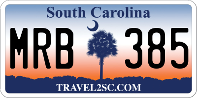 SC license plate MRB385