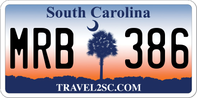 SC license plate MRB386
