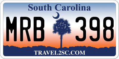 SC license plate MRB398