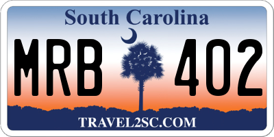 SC license plate MRB402