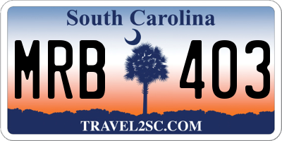 SC license plate MRB403