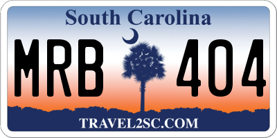 SC license plate MRB404