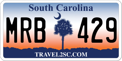 SC license plate MRB429