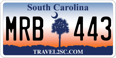 SC license plate MRB443