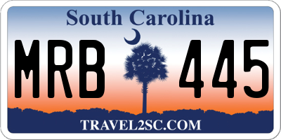 SC license plate MRB445