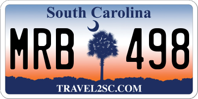 SC license plate MRB498